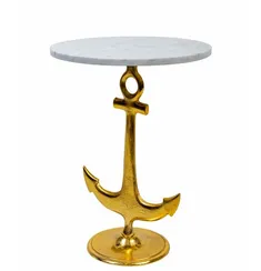 Кофейный столик Anchor Ø38х55 см, золото, белый мрамор