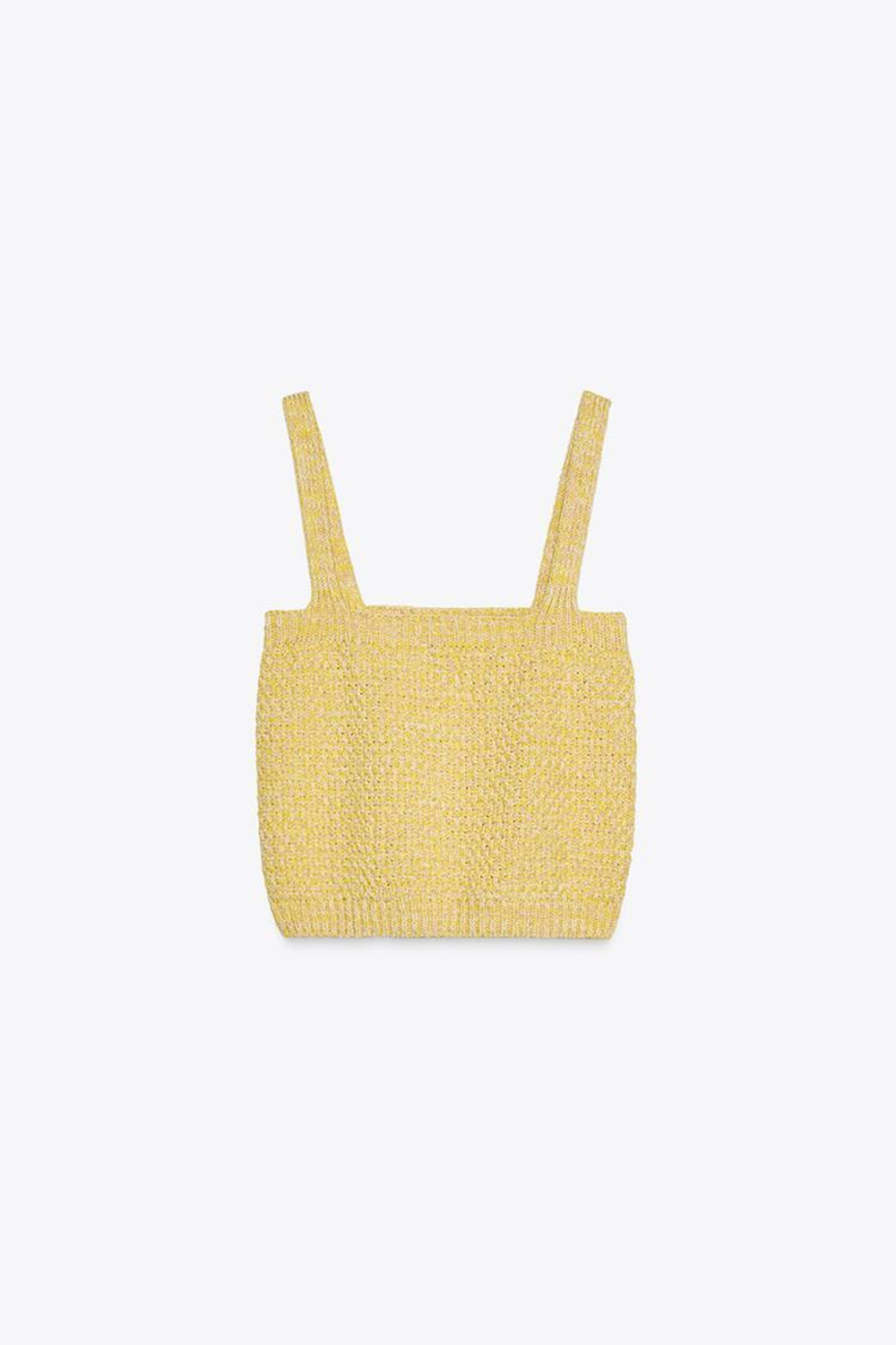 ZARA ТРИКОТАЖНЫЙ КРОП-ТОП, ЖЕЛТЫЙ