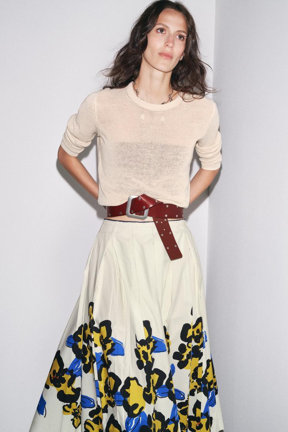 ZARA СВИТЕР ИЗ СМЕСОВОГО ЛЬНА В СТИЛЕ РУСТИК, ЦВЕТ ЛЬДА