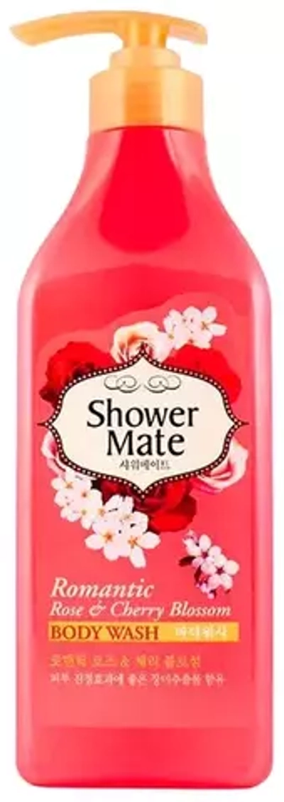 KeraSys Гель д/душа Shower Mate Роза и вишневый цвет 550мл с дозат.розовый *8