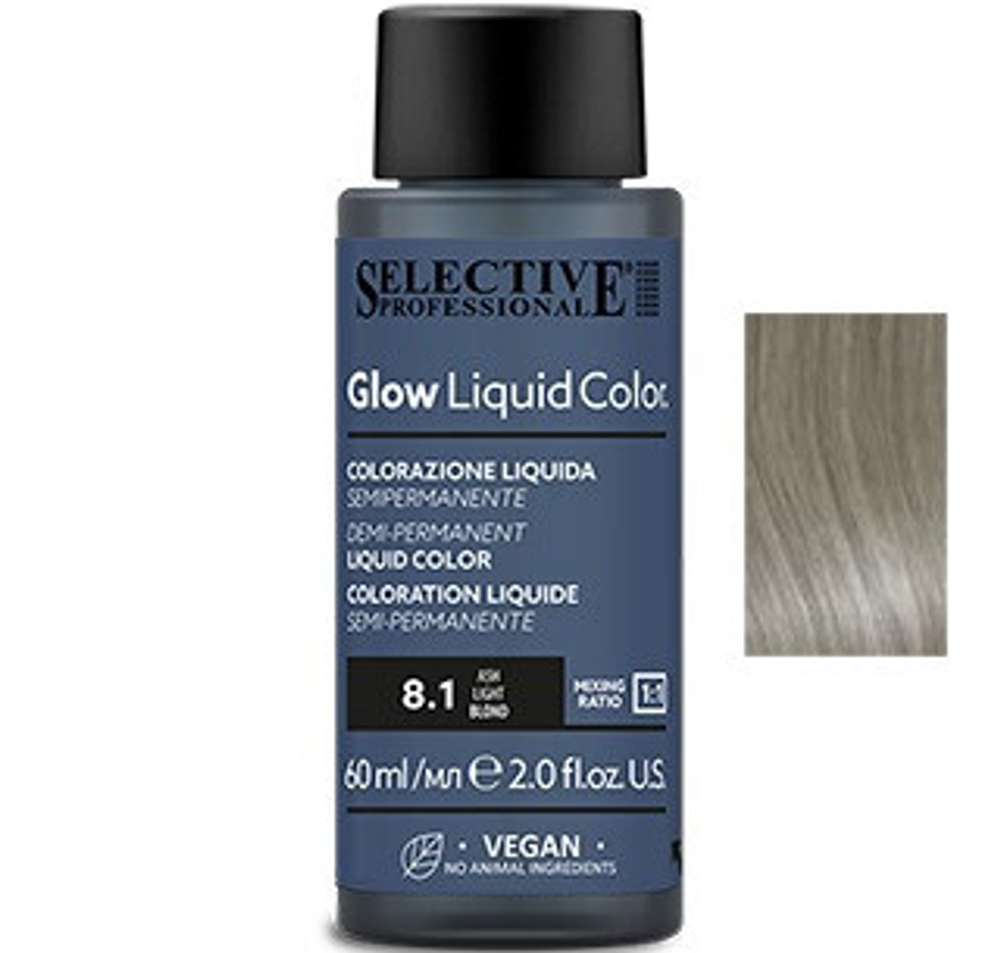 Glow Liquid Color Жидкий тонирующий краситель для волос "Glow Liquid Color", тон 8.1, 60 мл.