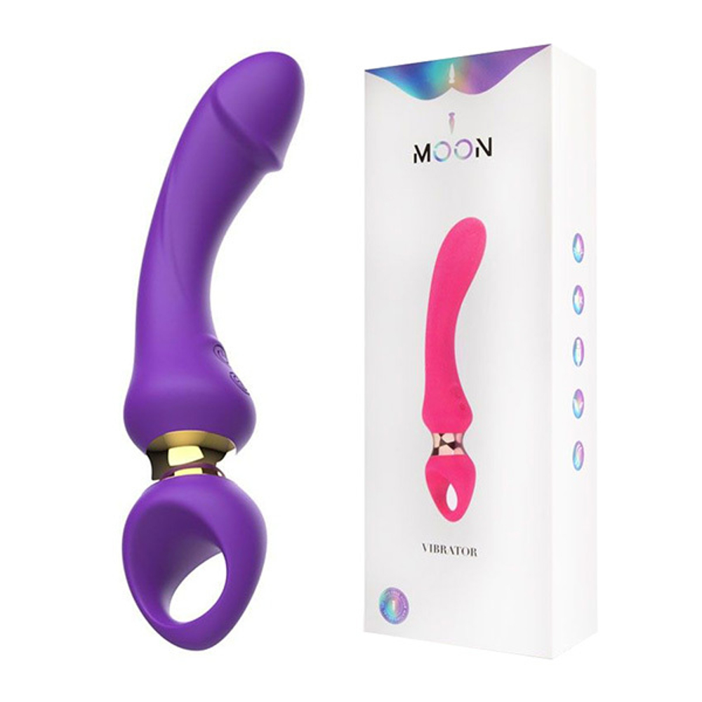 Фиолетовый изогнутый вибромассажер 21,1см I-Moon Vibrator MY-226