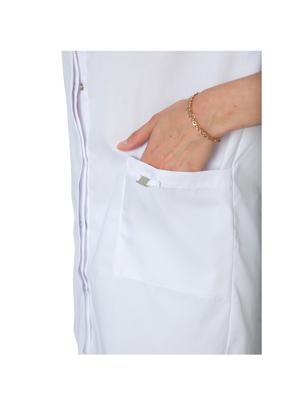 Рубашка медицинская женская White Wears WW150, на кнопках, черный, 50