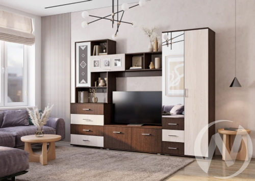 Гостиная "Белла" (венге/ясень белый) Комплектация 2