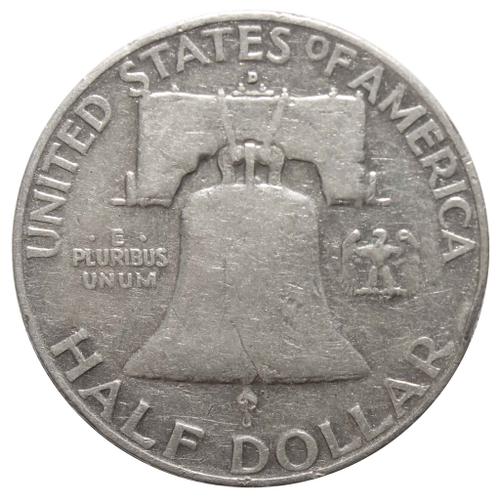 1/2 доллара 1954 год. США (D) VF (Франклин)