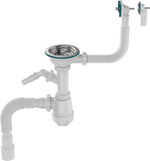Сифон д/кухни 3,1/2" B0177 кругл., прямоуг. перел., с отводом д/стир. AQUANT
