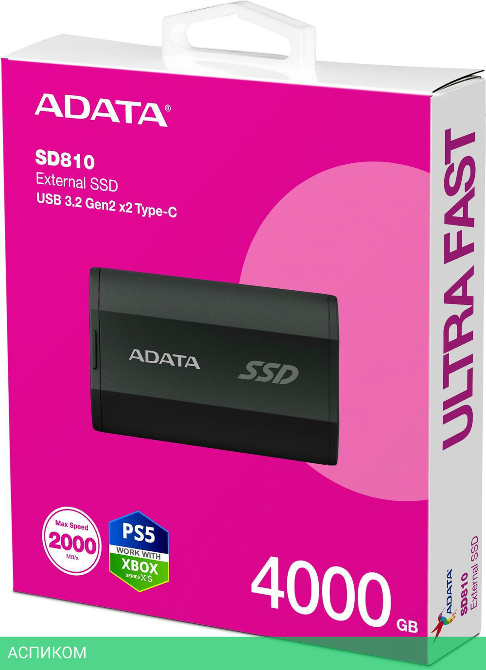 Внешний накопитель A-Data SD810 4TB черный (SD810-4000G-CBK)