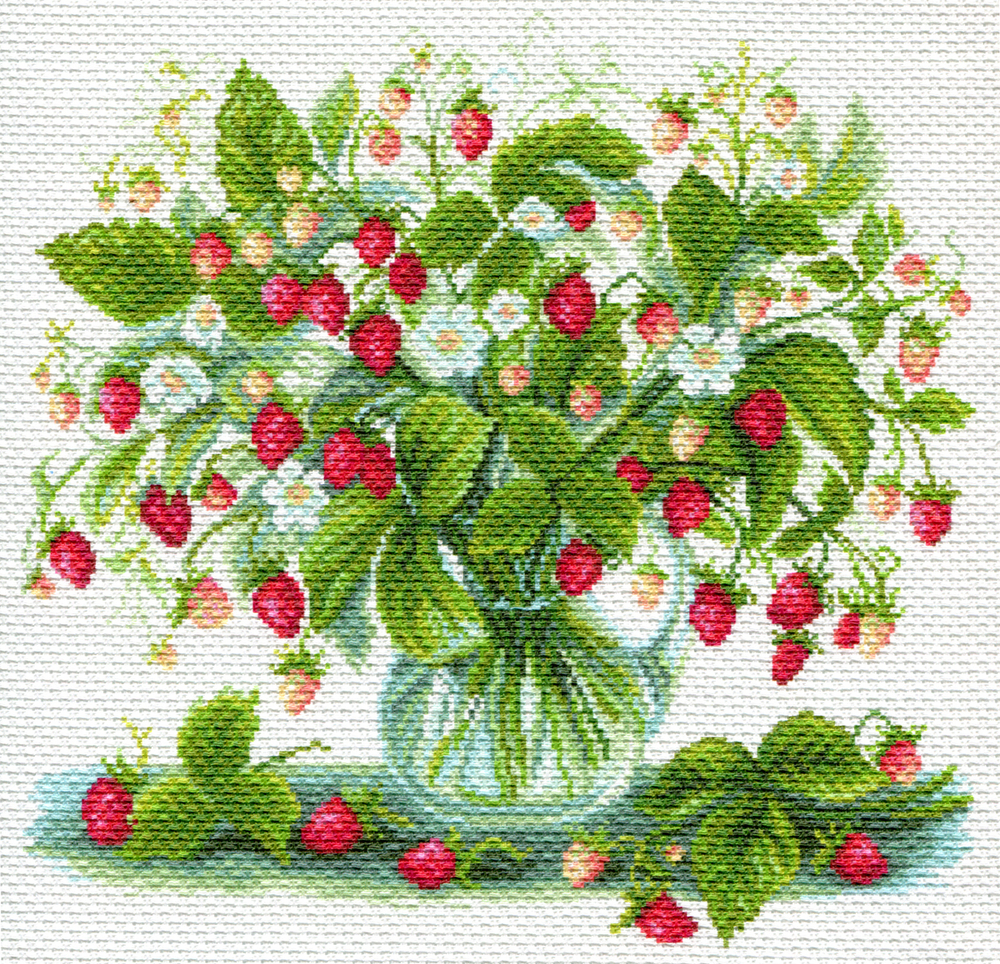 "Земляничный букет"-1749 канва с рисунком