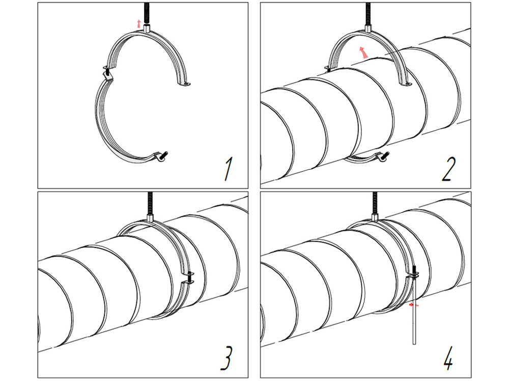 ТМС КВ Вентиляционный хомут с epdm M8/10 250мм