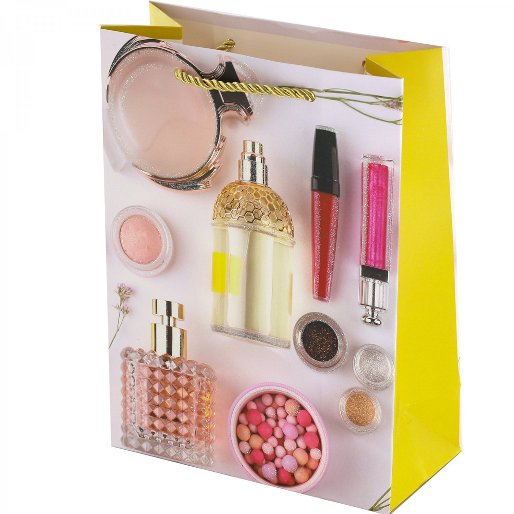 Пакет подарочный бумажный Alingar, (XL) 31х40х12 см, "Для нее", ламинация, глиттер, (4 дизайна в коробе)