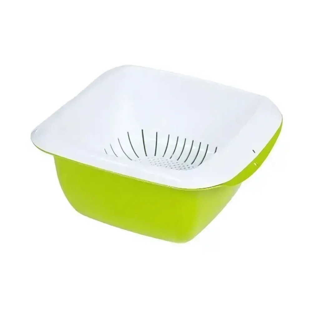 Дуршлаг с миской Макси 3,5л, Белый + оливковый