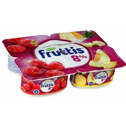 Йогурт Fruttis Малина/Ананас и дыня 8% 115 гр