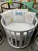 Комплект в кроватку 18 предметов "Африка голубой", сатин