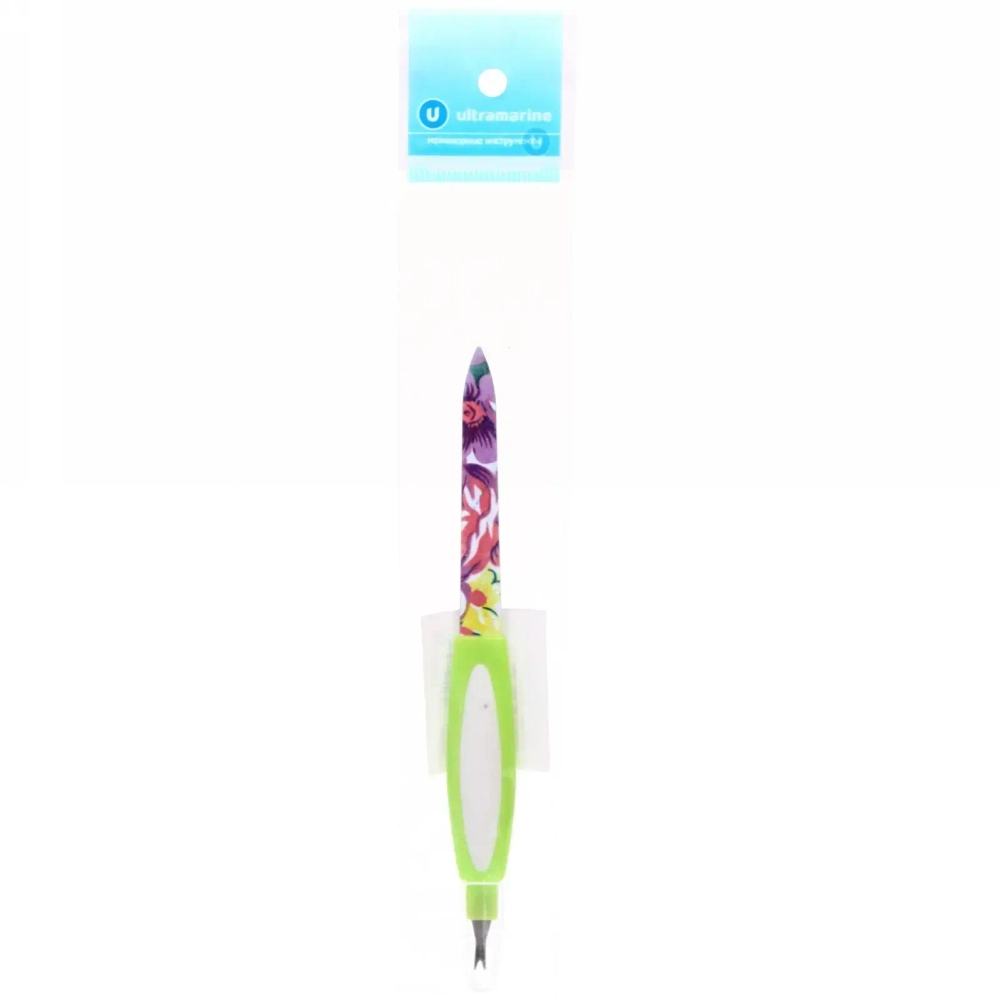 Пилка для ногтей металлическая в пакете «Ultramarine - Нежные цветы», с триммером, цвет микс, 16,5см