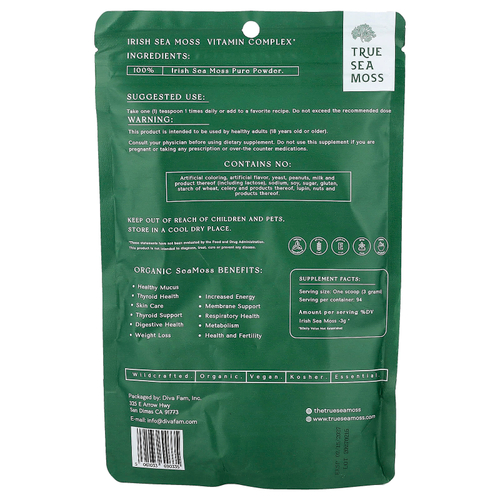 True Sea Moss, Комплекс витаминов премиального качества в порошке с морским мхом, 227 г (8 унций)