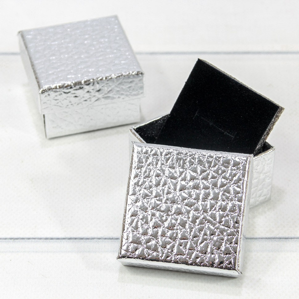 Коробка Ювелирная 5х5х3.5 см Набор 2 шт "Кожа крокодила" (Серебряный)