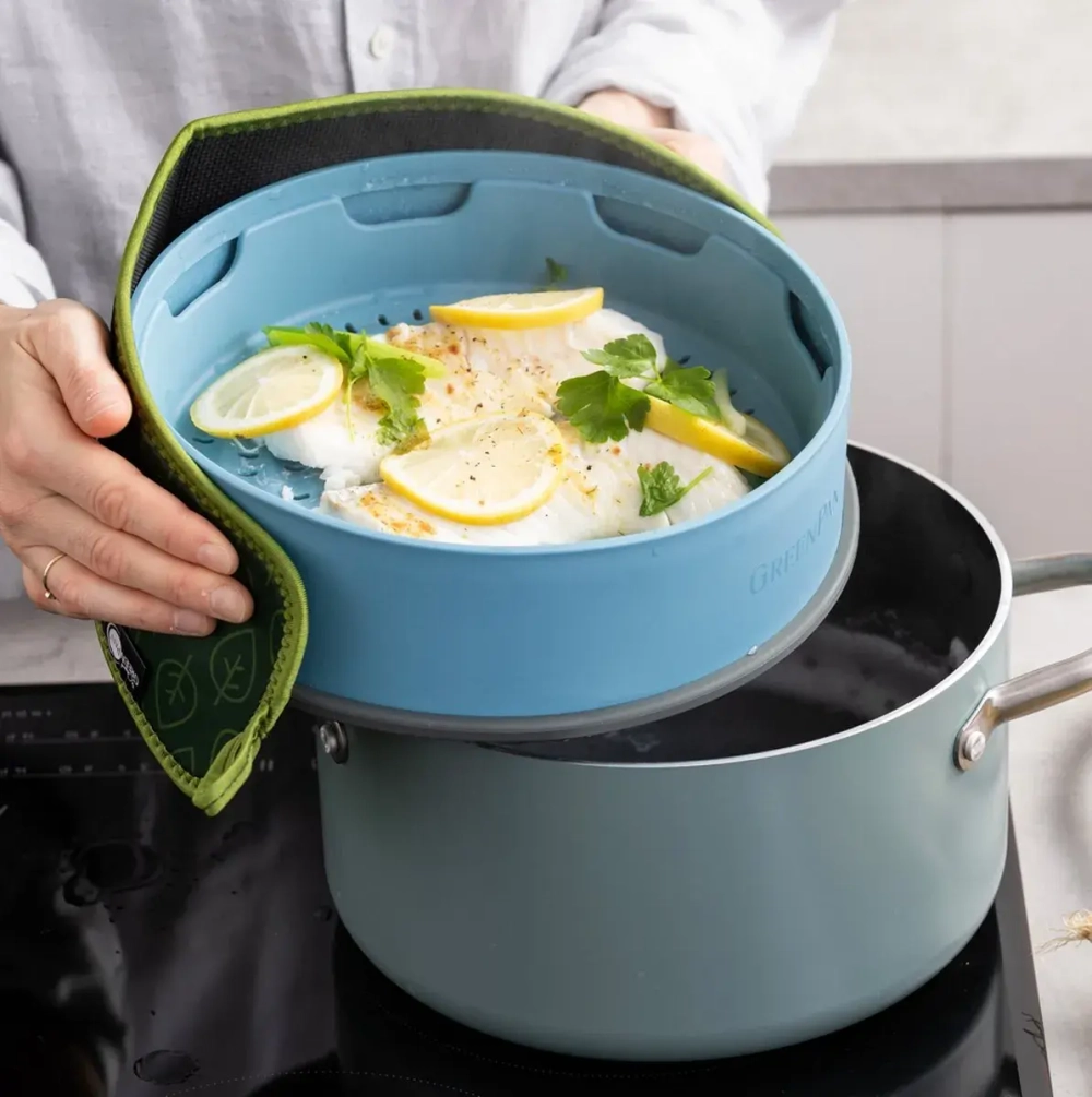 GreenPan Крышка-пароварка 24 см синяя