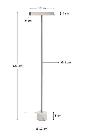 Торшер Lynor из матового металла с основанием из белого мрамора
