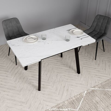 Стол кухонный обеденный раздвижной Мрамор Белый 140х80х74 см