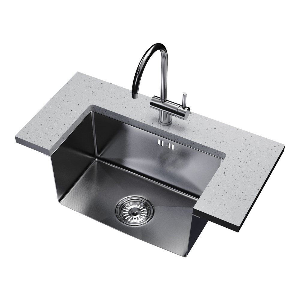 Мойка подст.монтаж 65х44 (3,0) вып 3 1/2  MIXLINE ПРО 22см с сифоном (черный графит НАНО декор)