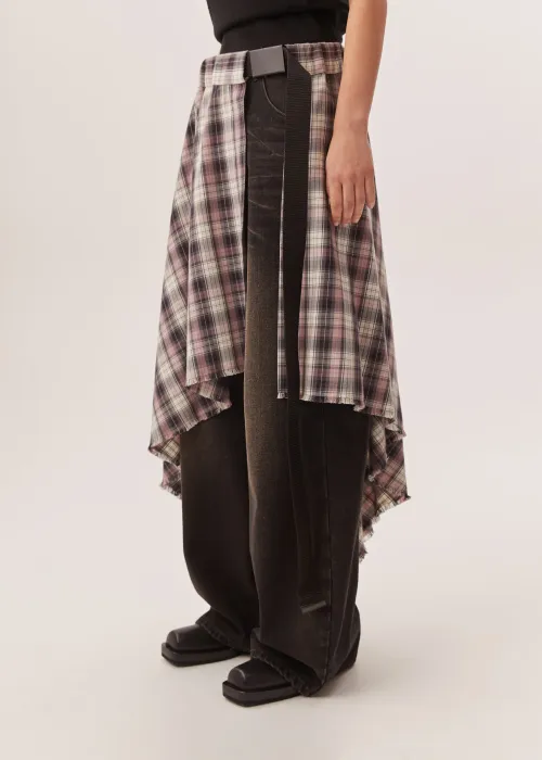 Юбка-саронг в клетку серо-розового цвета