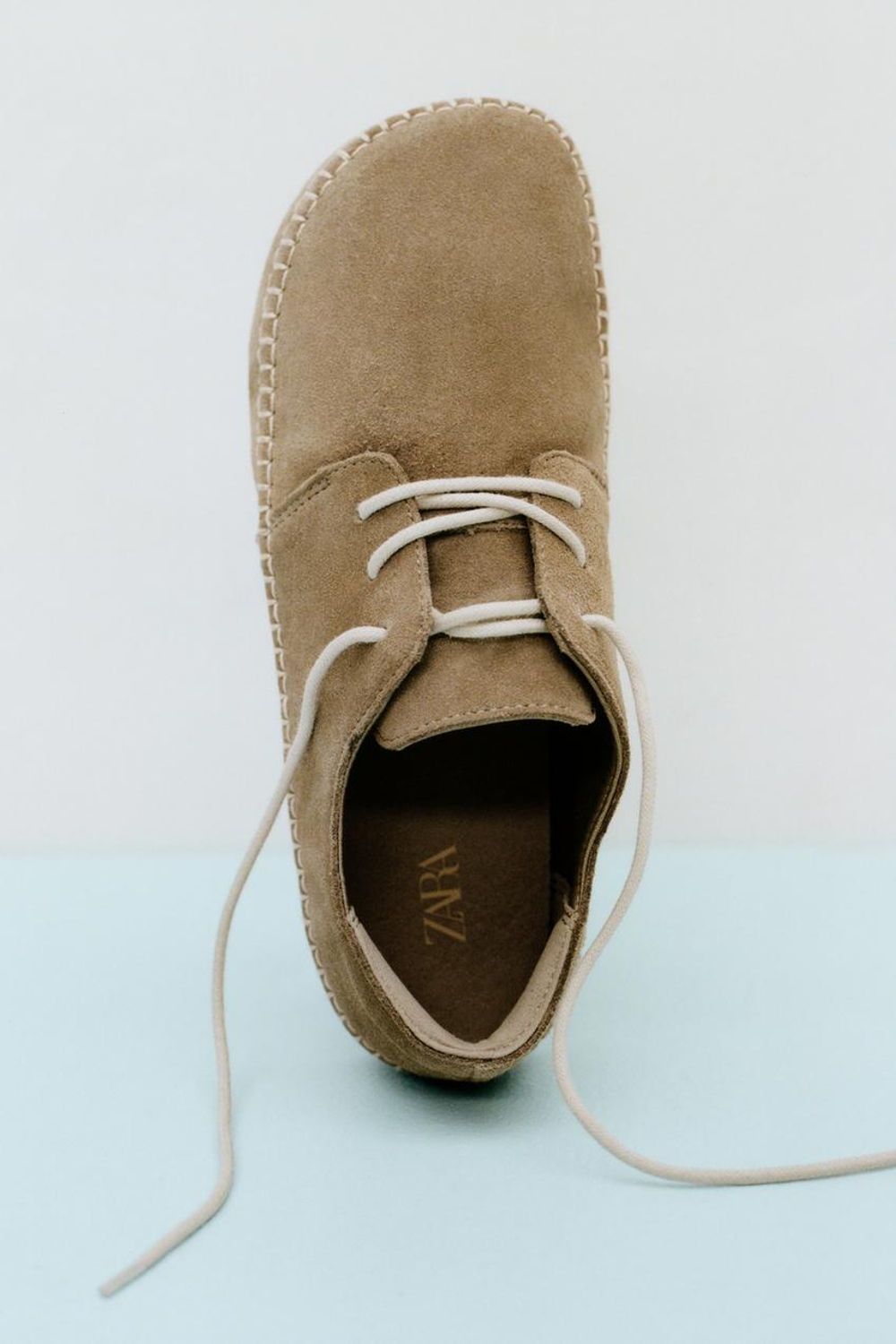 ZARA КОЖАНЫЕ ТУФЛИ BAREFOOT, ПЕСОЧНО-КОРИЧНЕВЫЙ