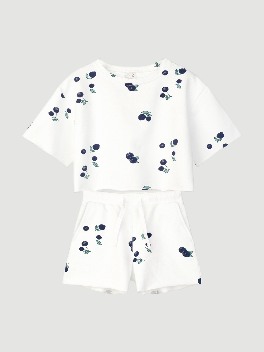 Комплект Mjölk {футболка укороченная и шорты} Голубика