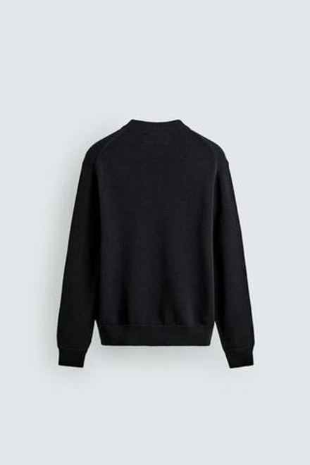 ZARA ХЛОПКОВЫЙ СВИТЕР КЛАССИЧЕСКОГО КРОЯ, МОРСКОЙ ТЕМНО-СИНИЙ