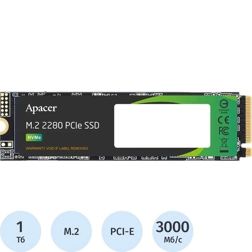 Жесткий диск SSD M.2 1Tb Apacer AS2280P4, 3000/2000MBs, 360000 IOPS,  TLC 3D NAND, 2280. PCI-E 3.0 x4 (AP1TBAS2280P4-1)