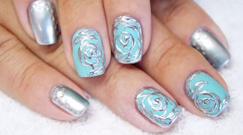 МК Rose Chrome. Дизайн ногтей гель-лаками Chrome effect и Морское настроение