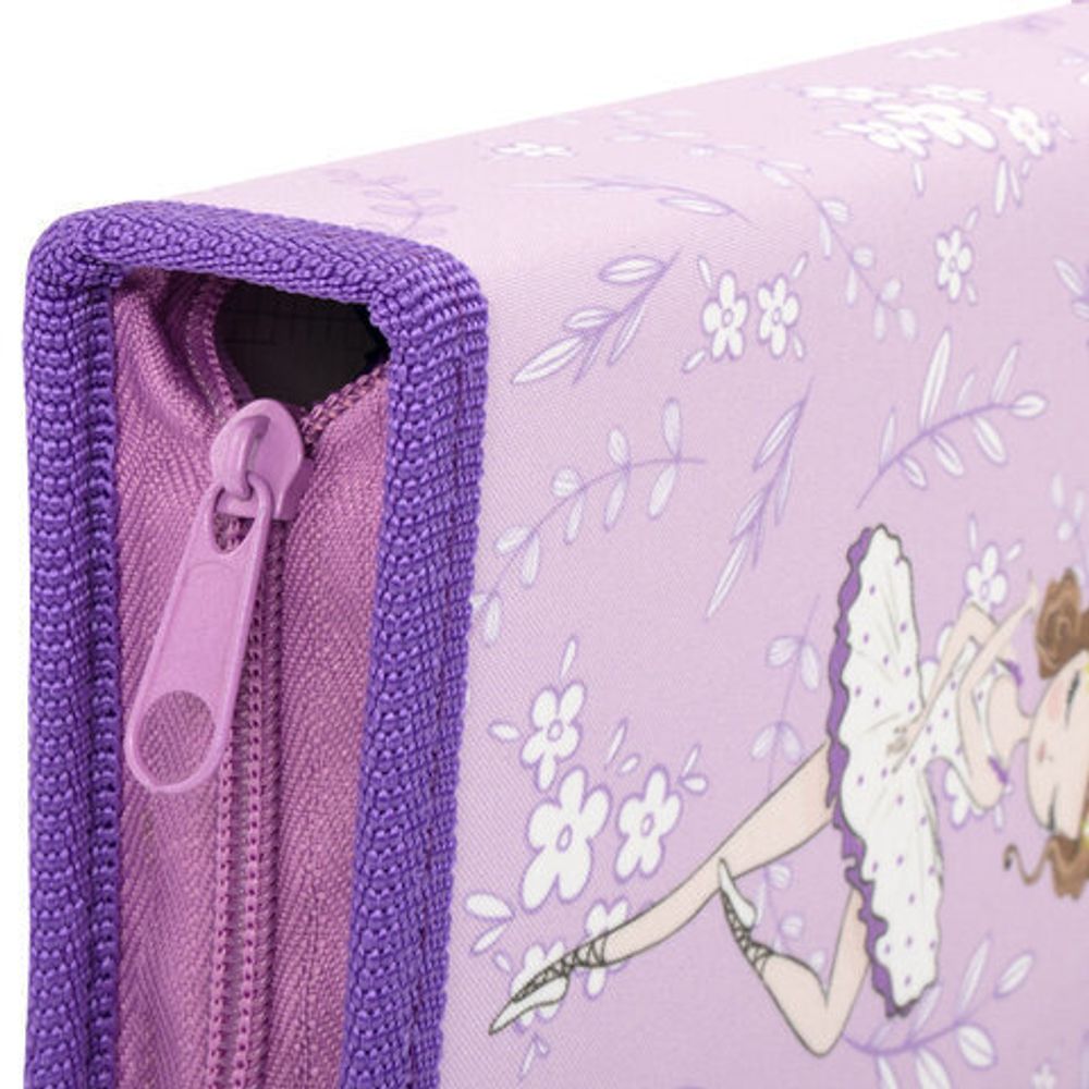 Пенал ПИФАГОР, 1 отделение, 2 откидные планки, ткань, Litlle Ballerina, 270361