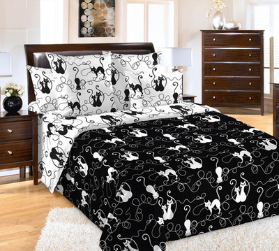 Постельное белье поплин 2 спальное Котофей