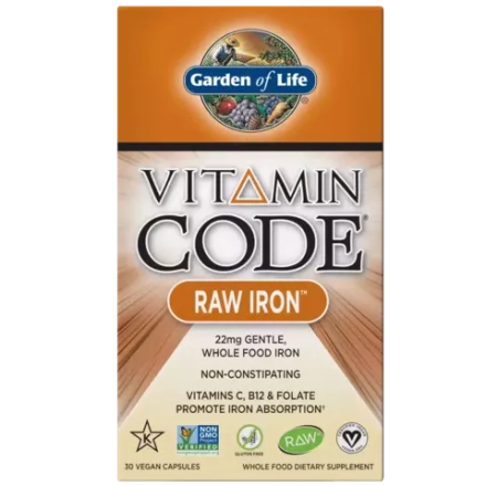 Garden of Life, Железо, Vitamin Code RAW Iron, 30 вегетарианских капсул