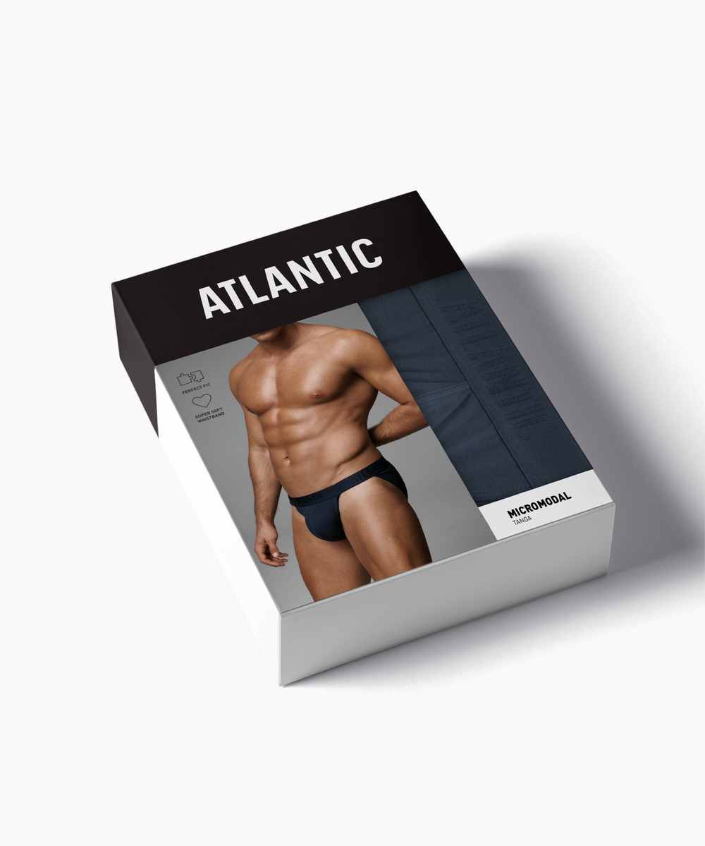 Мужские трусы слипы танга Atlantic, 1 шт. в уп., микромодал, сине-зеленые, MP-1591