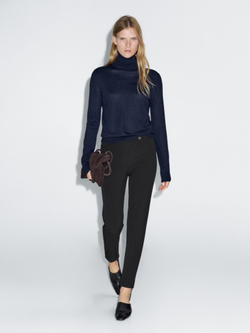 Massimo Dutti Брюки из 100% хлопка с эластичными манжетами, черный