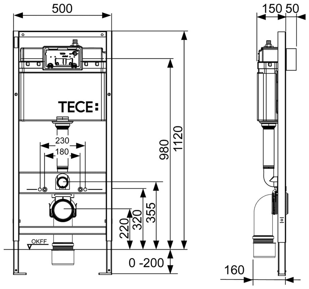 Инсталляция TECE TECEbase для подвесного унитаза с клавишей черный матовый K440407