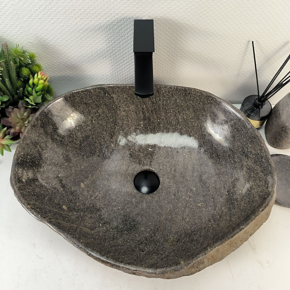 Каменная раковина из речного камня RS-05279 (56*44*16) 0862 из натурального камня