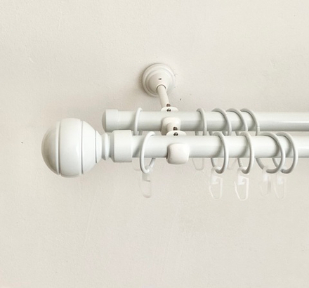 Карниз кованый для штор "Паола" d19/19 мм двухрядный, цвет белый глянец