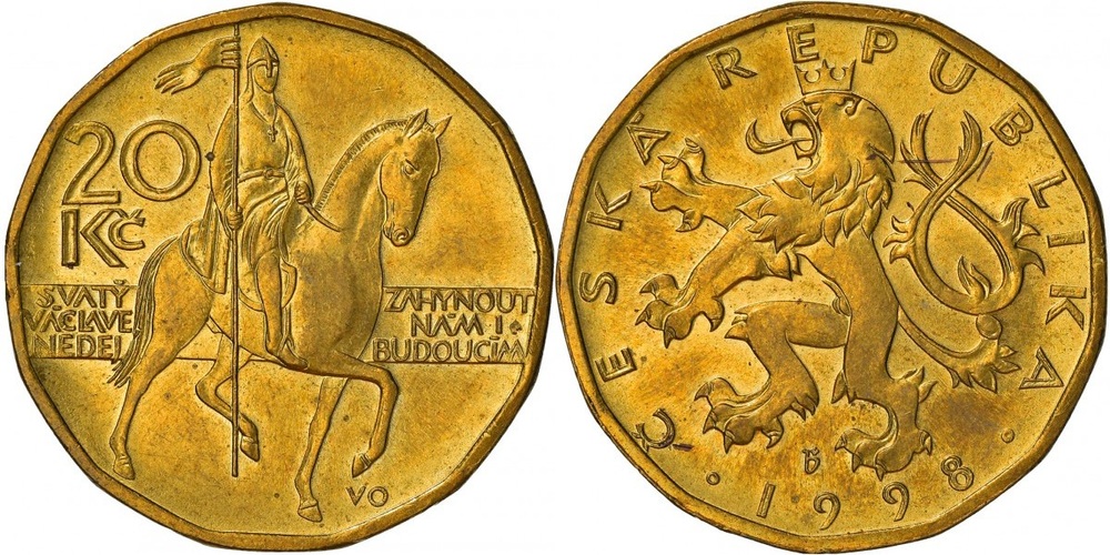 Чехия 20 крон, 1998 Святой Вацлав XF