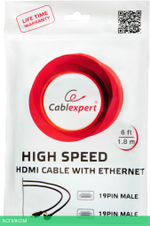 Кабель Cablexpert CC-HDMI4-W-6 HDMI v2.0 1.8м белый