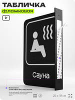Табличка Сауна, флажковая на стену, двусторонняя с крепежом, 19 х 25 см, для спортзала, фитнес-клуба, серия COSMO, Айдентика Технолоджи