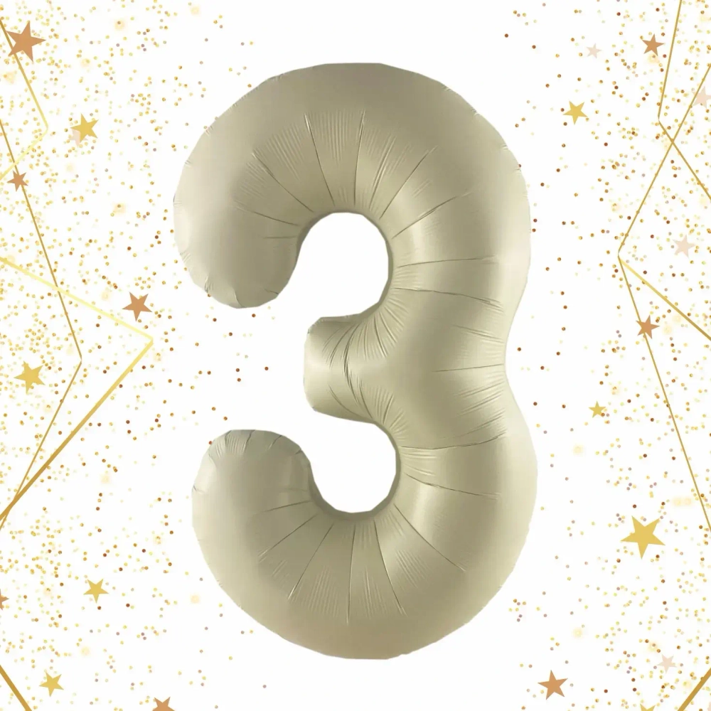 Шар фольгированный 32'/81см «Цифра «3» (молочный)