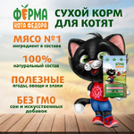 Сухой корм Ферма кота Федора для котят от 1 месяца, беременных и кормящих кошек с индейкой 650 г