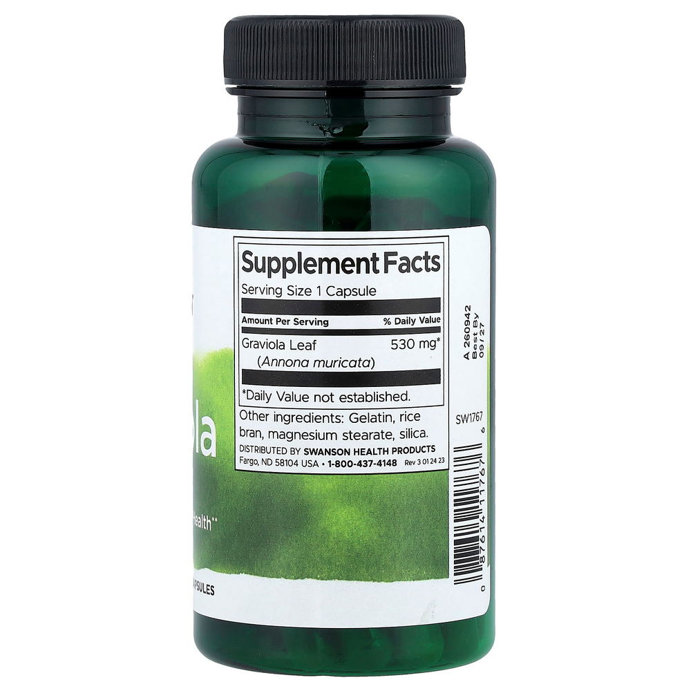 Swanson Vitamins, гравиола, 530 мг, 60 капсул