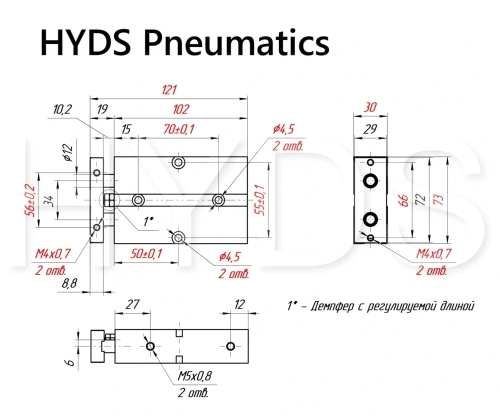 TN 25x40-S Пневмоцилиндр двухпоршневой