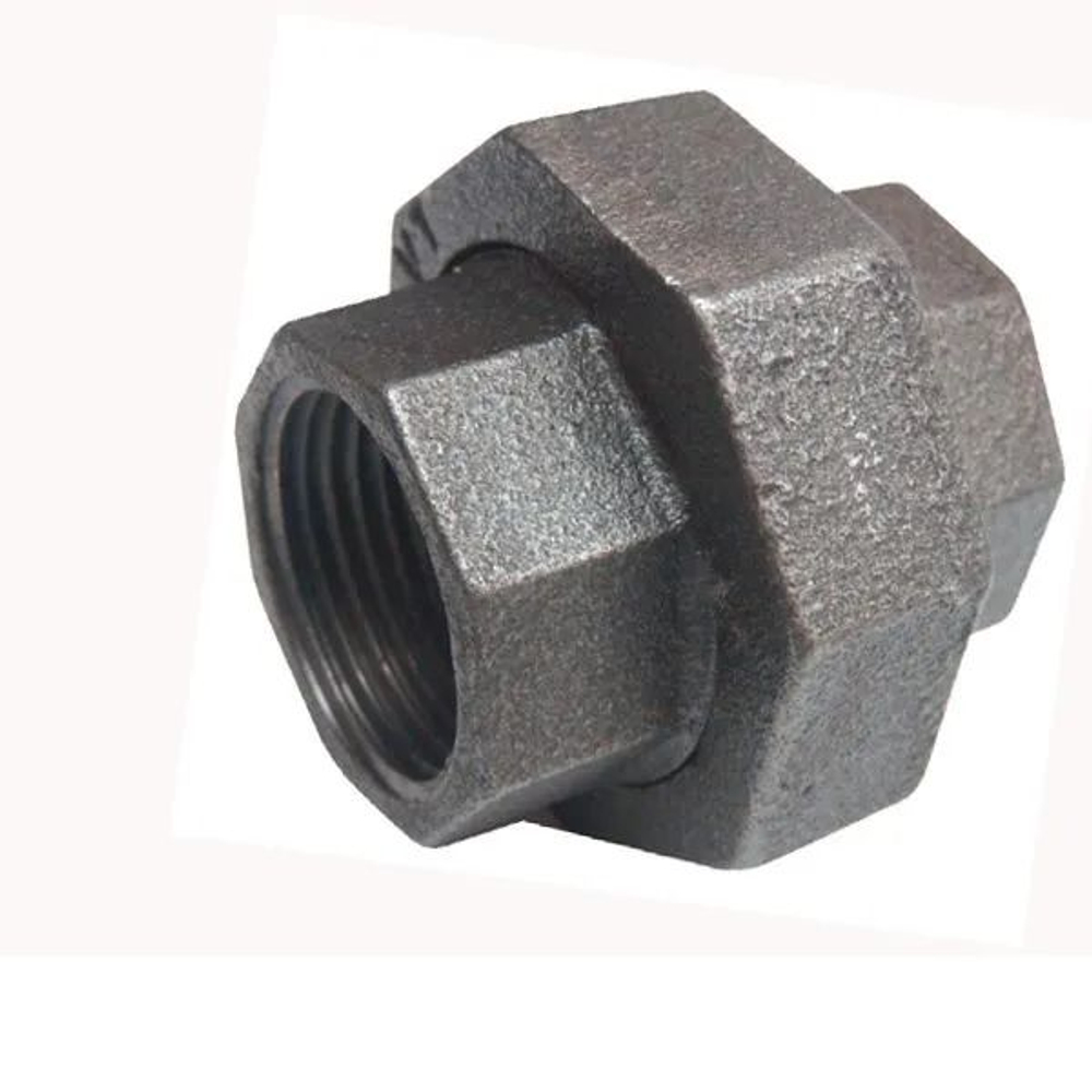 Соединитель разъемный прямой американка Ду 25 (1") ВР/ВР, чугун, черный, с резиновой плоской прокладкой