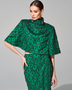 Укороченный кейп "Малахитовая шкатулка" с вышивкой ручной работы