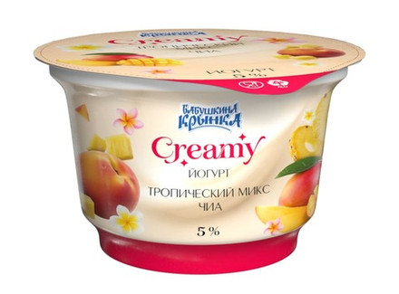 Йогурт "Creamy" 5% 200г. Тропический микс Бабушкина крынка
