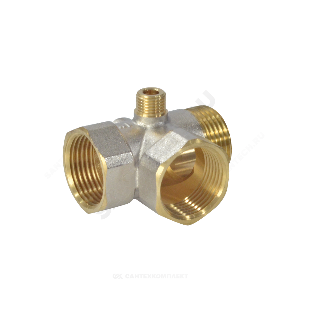 Штуцер пятивыводной латунь никель 3x1"+2x1/4" 80мм Aquasfera 9036-02