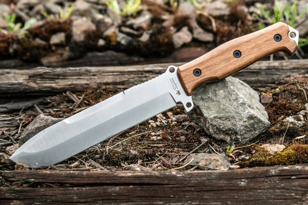 Нож Kizlyar Supreme Survivalist-X AUS-8 (StoneWash, Walnut Handle, Black MOLLE Sheath)